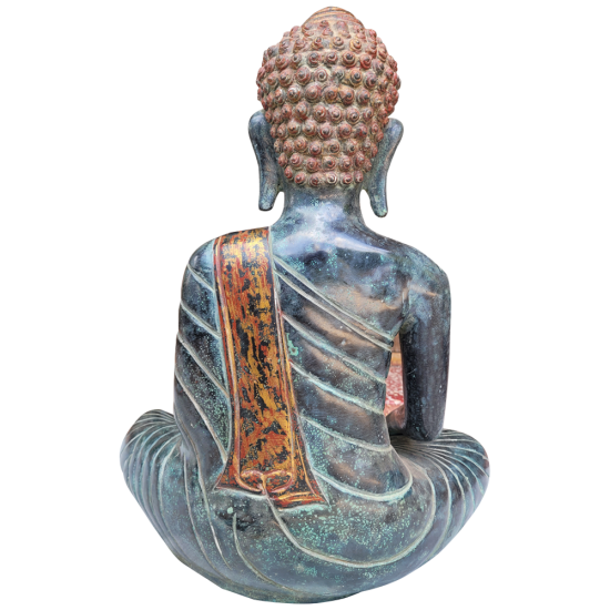 Buddha Enthroned Enlightenment Statue 50.8x36.83x20.32cm Bronze