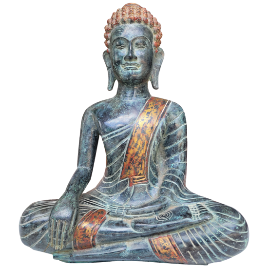 Buddha Enthroned Enlightenment Statue 50.8x36.83x20.32cm Bronze