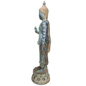 Buddha Standing Abhaya Protection Statue 44.45x11.43x11.43cm Bronze