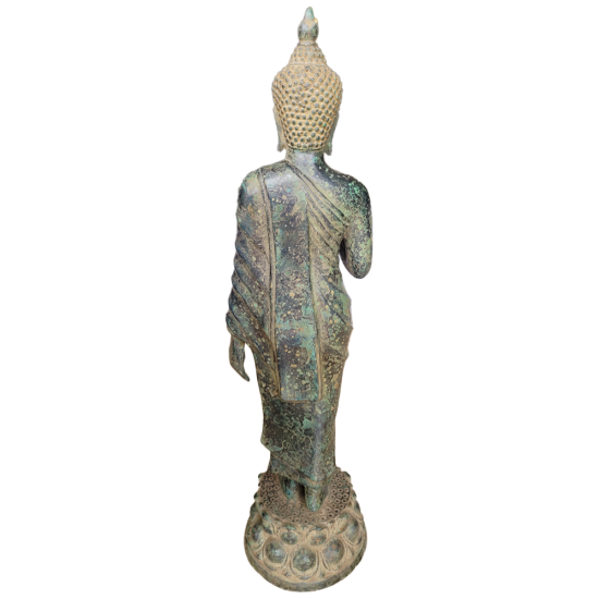 Buddha Standing Abhaya Protection Statue 44.45x11.43x11.43cm Bronze